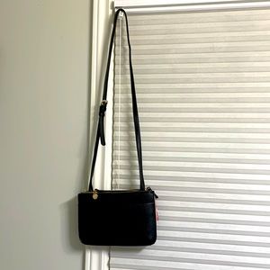 Black crossbody vegan leather